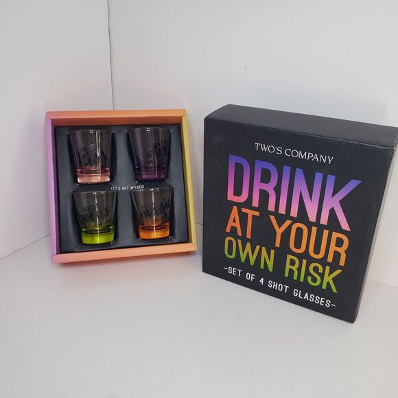 Two's Company Novelty Halloween Shot Glass Set NEW Party Hocus Pocus Vampire - Picture 1 of 7